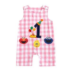 Sesame Street Romper First Birthday Elmo Dress Outfit Cookie Monster Clothes